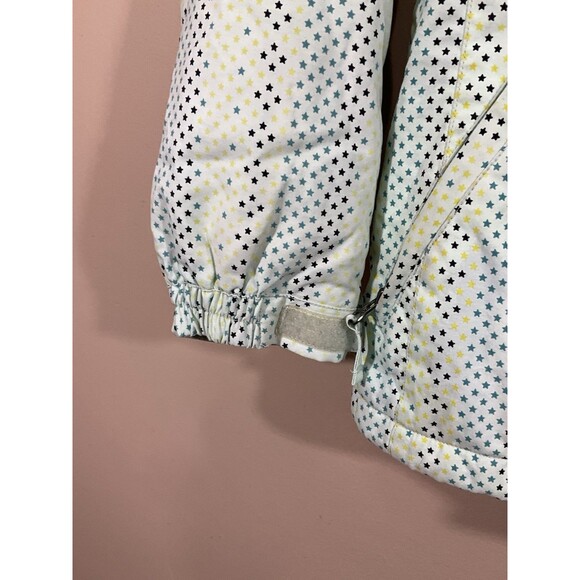 Burton Girls Striped Star Print Hooded Snowboard Ski Jacket L Green Fleece Lined - Picture 4 of 15